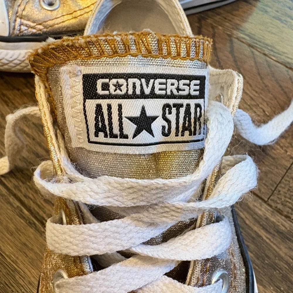 Converse Sneakers Kids‎ Sz 12 Gold Glimmer Chuck Taylor All Star Low Top Shimmer